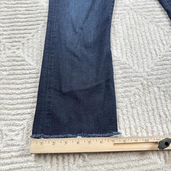 Banana Republic Jeans Womens 29 Mid Rise Crop Flare Raw Hem Dark Wash Denim - Picture 4 of 13